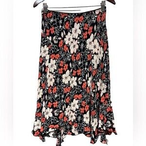 Vintage Angie Y2K FairyCore Skirt Black Floral Print Size Medium Flowy